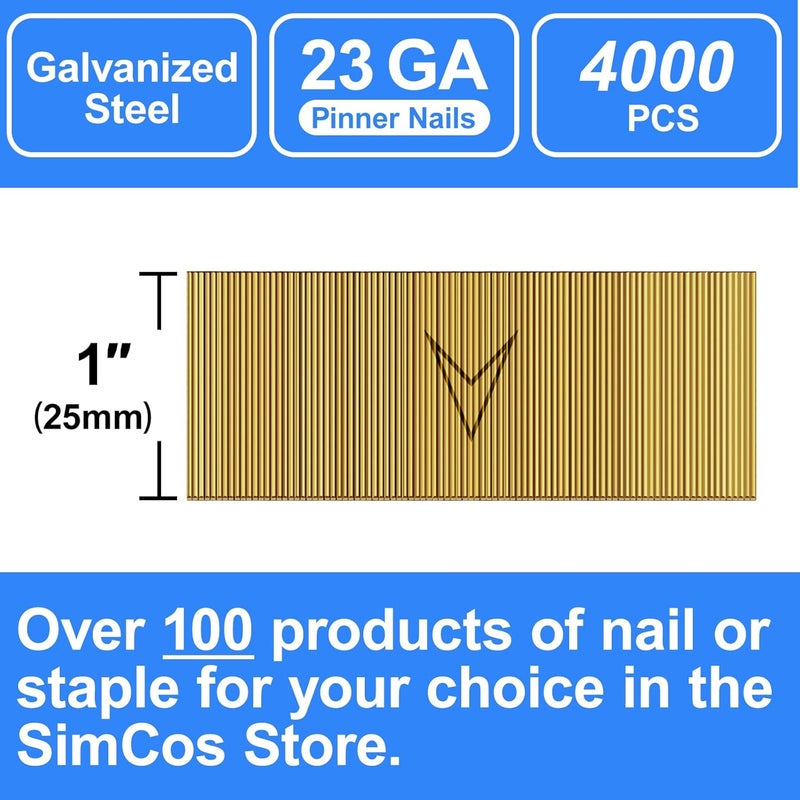 SimCos 23 Gauge Pinner Nails 1/2"~1-3/8" Headless Pin Nails for 23 GA Pneumatic or Electric Pinner or pin Gun (1"-4000 pcs) - Image 2